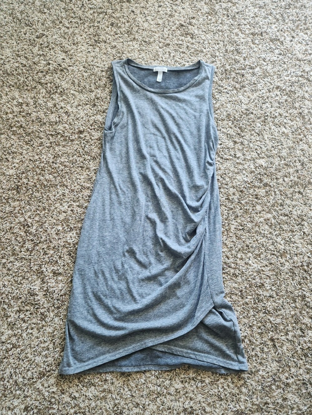 Sleeveless Gray Ruched Side Tank Dress